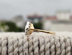 Art Deco Style Round Cut Lab-Created Diamond 14K Yellow Gold FN Anniversary Ring