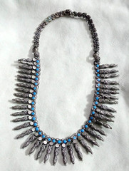 Antique Bedouin Tribal Necklace – Handmade Etched Copper Fringe – Boho Ethnic Je