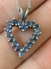 London Blue Topaz & Sterling Silver Open Heart Pendant Necklace Heart Jewelry 1″