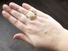Vintage 1.48Ct Opal and 3.03Ct Diamond Platinum Ring Circa 1945