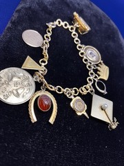 Vintage Story-Telling Charm Bracelet w/ 10 Charms HS College Sororities Wedding