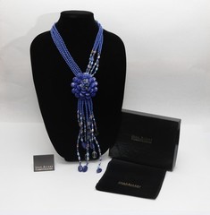 Joan Rivers Starlet Faux Lapis Blue Flower Necklace Classic Collection New w Box