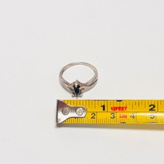 AVON Sterling silver ring hematite facet navette cut size 7.75 to 8 vintage 2.8g