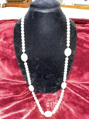 Chunky Vintage Cream Acrylic Avon Knot Beaded Necklace From The 1980s