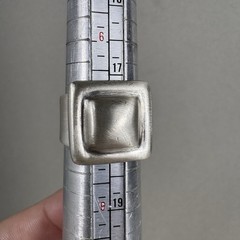 Vintage Sterling Silver 925 Oxidized Modernist Square Domed Wide Ring Size 7.5