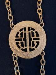 Vtg Alexis Kirk Large 3 Medallion Asian Style Necklace Runway