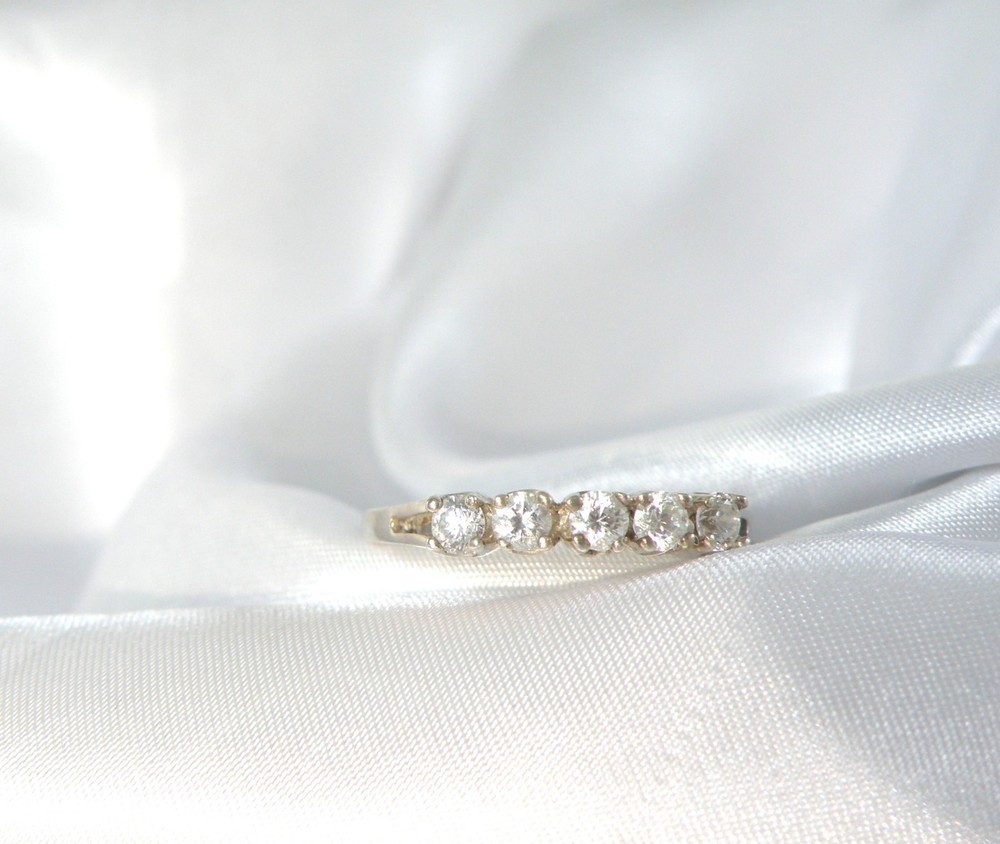 Vintage Sterling Silver 925 Diamonique CZ Stack Band Ring Size 9