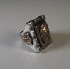 Mexican Biker Ring Native American Indian Head Warpath Vintage