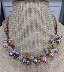 Vintage cookie lee multi strand cluster bib ribbon necklace FREE SHIPPING