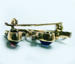 Antique FABERGE 56 Gold 14K Sapphire Almandine Brooch OSKAR PIHL circa 1890
