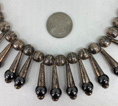 Vintage TAXCO Mexico JMS Jose Marmolejo STERLING SILVER & Hematite NECKLACE 166g