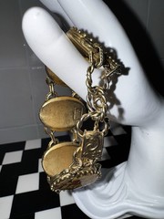 Vintage John Wind Maximal Art Christmas Panel Bracelet 14kt Gold Plated