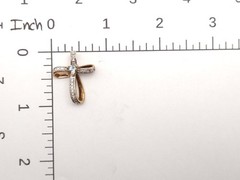 Designer PAJ Light Blue Topaz Heart Vermeil Sterling Diamond Chip Cross Pendant