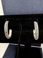 LOIS HILL Sterling Silver Filigree Scroll Bali 1.25” Hoop Post Earrings