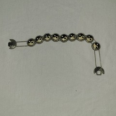 Vintage Mexican Alpaca Silver Yin Yang Link Braclet Black White Enamel Inlay Boh