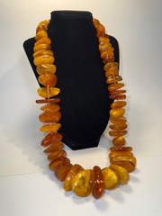 239g Antique Natural Butterscotch egg Yolk Baltic Amber Necklace Graduated