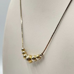 VTG Two-Tone Gold & Silver Tone Graduated Ball Bead Herringbone Chain Necklace
