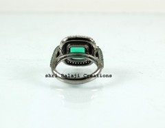 Natural Rosecut Diamond Green Quartz 925 Sterling Silver Ring Jewelry
