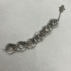 Vintage Souvenir Du Maroc Silver Bracelet Armenian Hamsa Moon Star Camel Travel