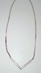 Vintage Monet Silver Tone Rhinestone V Shape Chevron Necklace Herringbone 15 in