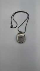 Vintage Silver Tone Filigree Oval Locket – Chain hangs 12″