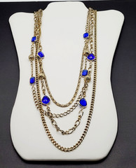 Maximalist Waterfall Gold Tone Multi Chain Beaded Station Vintage Necklace Korea