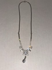 VTG L G Lind Gal Rhinestone & Blue Moonstone 3 pc matching Jewelry Set Demi Paru