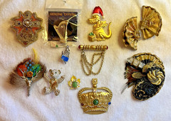 10 Vintage Brooch Pin 1980s 1990s variety of styles