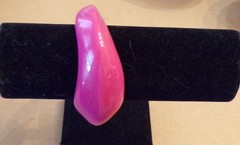 LARGE Vintage Lucite Acrylic Plastic Pink Bangle Bracelet Asymmetrical HEAVY