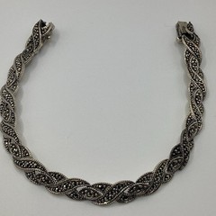 Vintage 7.5” Sterling Silver W/ Marcasite Bracelet Signed TK 925 Weighs 0.519oz