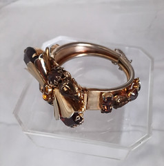 Vintg Carnegie, Caviness, Hobe Unsigned Rhinestone Clamper Bracelet Earrings Set