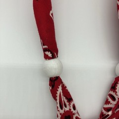 Vtg Necklace Red Bandana Scarf Heart Wood Pendant Western Cowgirl