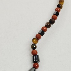 Vintage Tiger Iron Hematite Beaded Fashion Necklace Barrel Closure Quartz Gothic