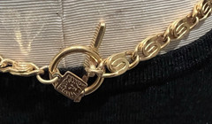 Vintage Anne Klein Stylized S Anchor Necklace 30″ in Goldtone/Toggle Closure EUC