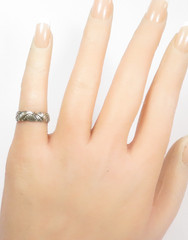 Antique Art Deco Diamond Wedding Eternity Band 14KW Ring Size 4 UK-H 5.24MM Wide