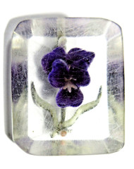 VTG ANTIQUE ? UNUSUAL OLD CLOSURE CLEAR PURPLE FLOWER GREEN LEAF BROOCH Pin
