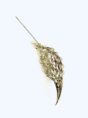 VTG Estate Find Francois Coro Gold Tone Large Leaf Shape Signed Brooch 3.5”H