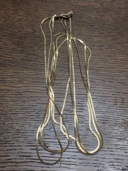 Vintage Napier Triple Strand Serpentine Gold Tone Necklace Fold Over Clasp