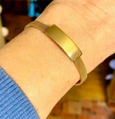 Vintage Gold Tone Mesh Belt ID Bracelet up to 6-3/4″