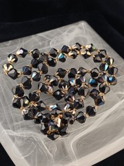 Vintage Lucite Faceted Black Aurora Necklace Mid Century Decorative Clasp 19″