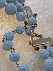 Vintage Marked Japan Necklace Acrylic Sugar Beads Frosted Blue Aurora 3 Strand
