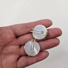 vintage Hillcraft Slide On Earrings Gold Tone Opalescent Aurora Borealis