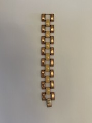 Vintage Peach Enamel & Rose Tone Rectangular Link Bracelet 7.25”