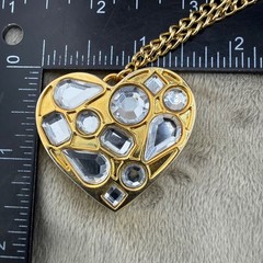 Juicy Couture Necklace Heart Empty Solid Rhinestone Gold Tone 42”