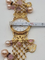 Vintage RARE Signed Kirks Folly Goldtone Blushing Heart Watch 1994 7.5″