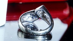 14k white gold sz 2.5 ring 0.32ct natural diamond treated sapphire vintage 4.55g