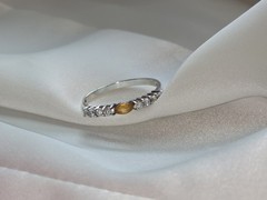 ​Vintage 925 Sterling Silver Marquise Citrine Half Eternity Stack Ring Size 9