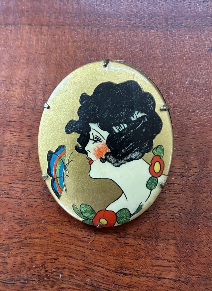 Antique 1920s Art Deco Flapper Girl Celluloid Brooch
