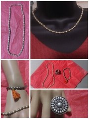 Silver Toned Vintage Jewelry Lot 1 Size Fits All Chunky Ring Necklace & Bracelet