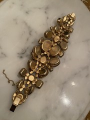 Juliana D&E Rhinestone Bracelet Brown Green 1960s Vintage Needs Repair AS IS WOW